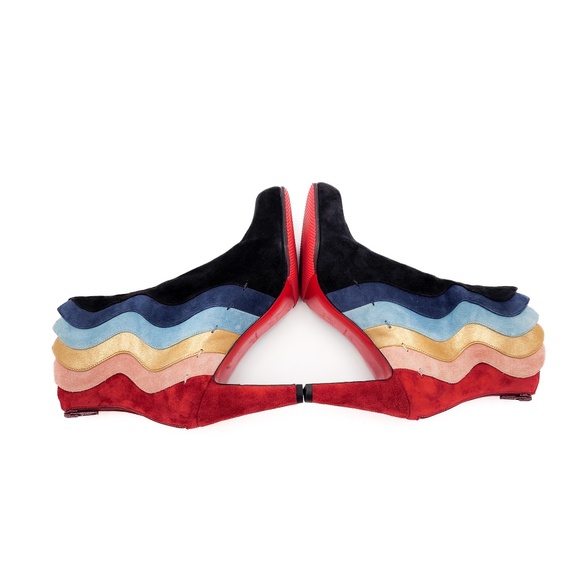 Christian Louboutin Suede Wave Zip Mid-Heel Ankle Boots EU 37.5 - Picture 4 of 8